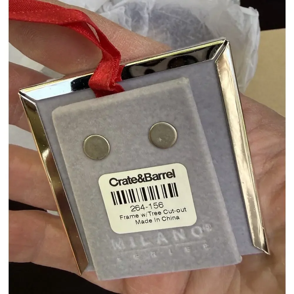 6 New Crate and Barrel Milano Photo Frame Christmas Tree Ornaments -46D